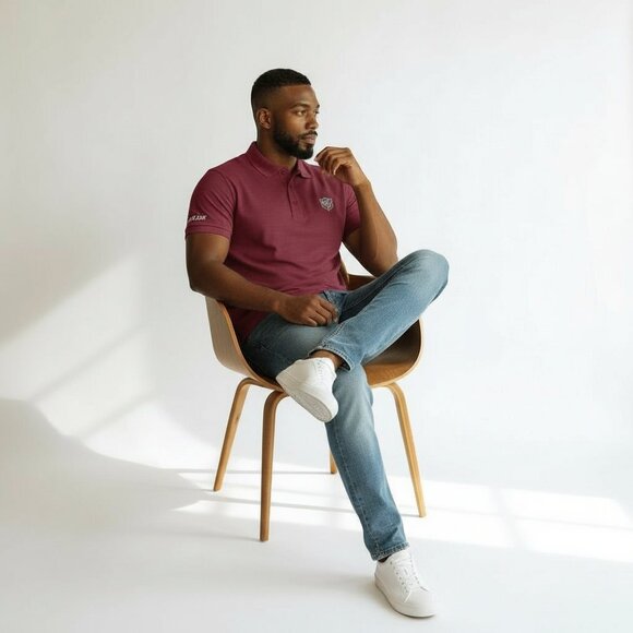 Wilson Staff Pin Stripe Polo Golf Shirt Red and Black Large NWOT - Picture 9 of 9